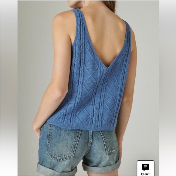 Lucky Brand Pointelle Crop Tank in Moonlight Size: XL - Picture 2 of 9